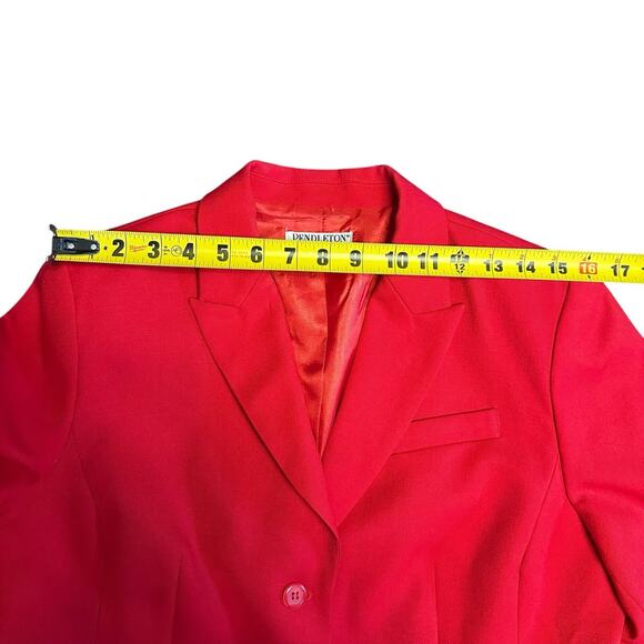 Vintage Pendleton Blazer Womens Size 12 Soild Red 100% Virgin Wool Petite - Picture 8 of 10